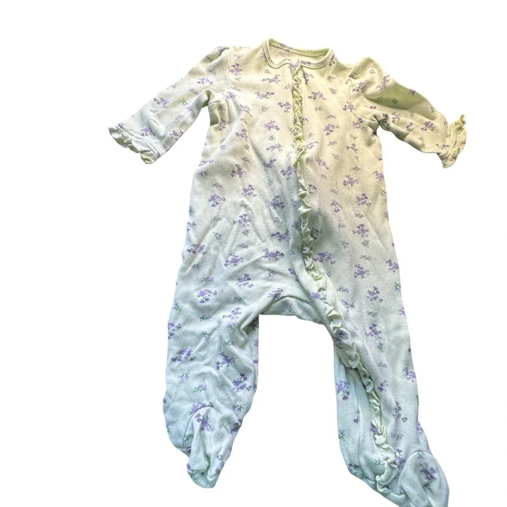 Baby Girl Sleepers‎ Footed Pajamas 3 Piece Set Floral Hearts Newborn Infant